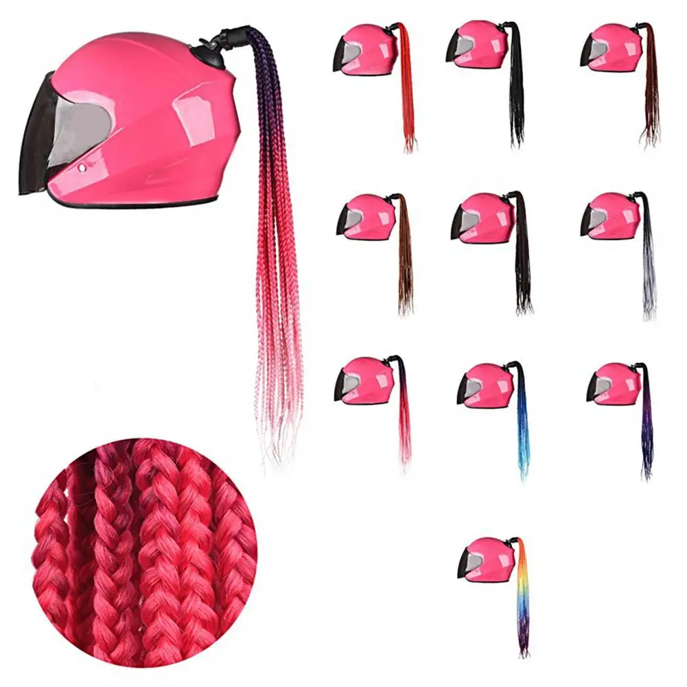 Motorcycle Helmets Braids Woman Braids Wig Helmets Braid Pigtails Gradient Women Motorcycle Helmets Dirty Braid Cycling Headwear