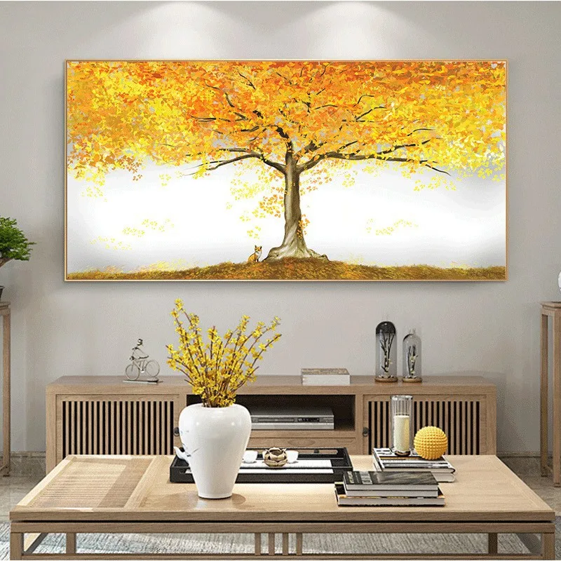 Light Luxury Oil Painting Art Poster and Prints Plant Color Tree HD Printing Canvas Painting Wall Art for Living Room Home Decor