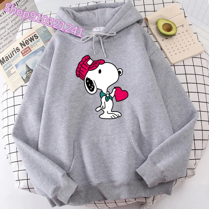 Anime Cute Printed Hoodies Women Cartoon Snoopy Y2k Korean Students Loose Sweatshirt Fashion Sweet Manga Unisex Clothing