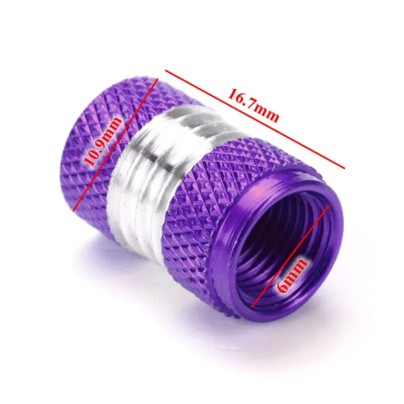 4PCS ALUMINUM METAL TIRE/RIM VALVE/WHEEL AIR PORT DUST COVER STEM CAP PURPLE