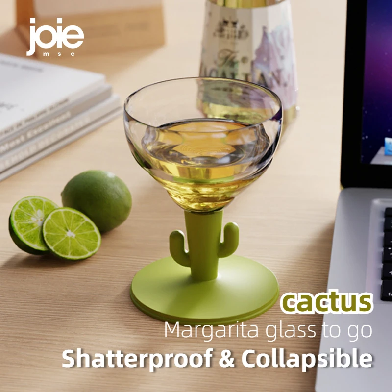 Joie verre à vin Portable incassable verre PCTG verre à Cocktail tasse à crème glacée pliable pour la maison et le Camping Cactus mignon