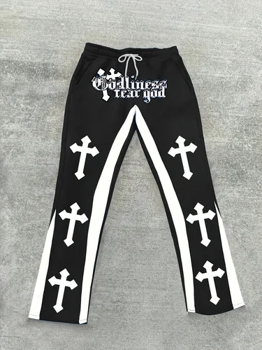 Imagen 2 del producto 2026 Venta caliente de moda Retro Hip-hop pantalones deportivos de pierna recta casuales para hombres pantalones de pierna recta casuales para hombres en tamaño grande