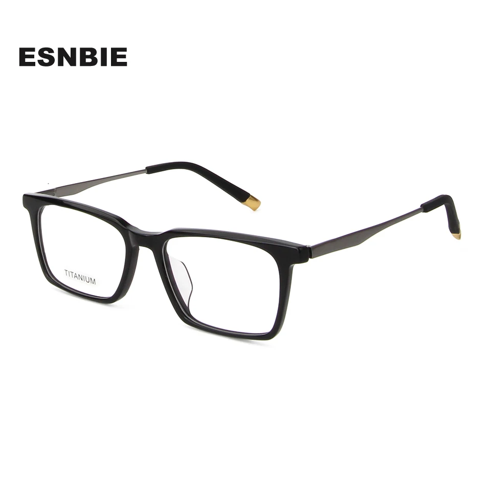 高品質チタン眼鏡フレーム男性長方形近視メガネ女性のための超軽量チタン黒ビジネススクエアメガネ