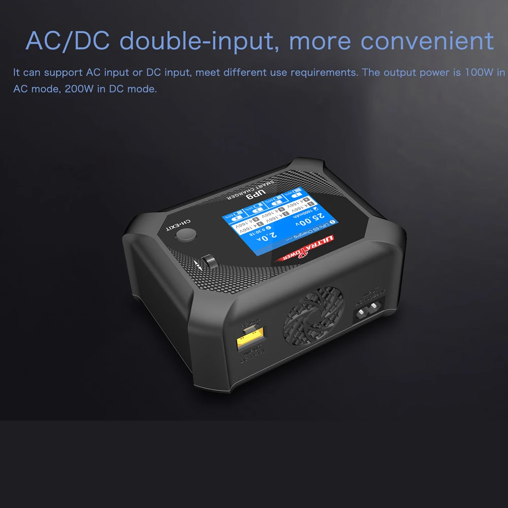 UltraPower UP9 4 kanalen slimme balanslader AC 100W DC 200W 320×240 IPS LCD voor 1-6S LiPo/LiHV/LiIon/LiFe batterij RC-model