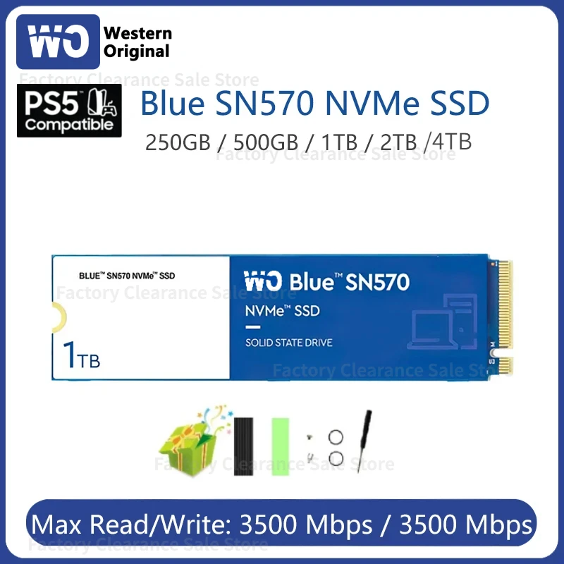 

NEW SN570 Western Original NVMe SSD 500G 1TB 2TB 4TB Gen4 PCIe M.2 2280 3D NAND Internal Gaming Solid State Drive For PC PS4 PS5