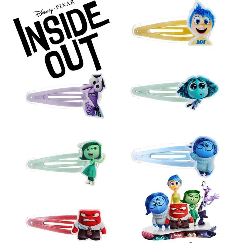 Горячая акриловая заколка для волос Disney Inside Out 2, милые фигурки аниме Joy Sadness Envy, заколка для челки, аксессуары для волос, украшение, подарок для девочек