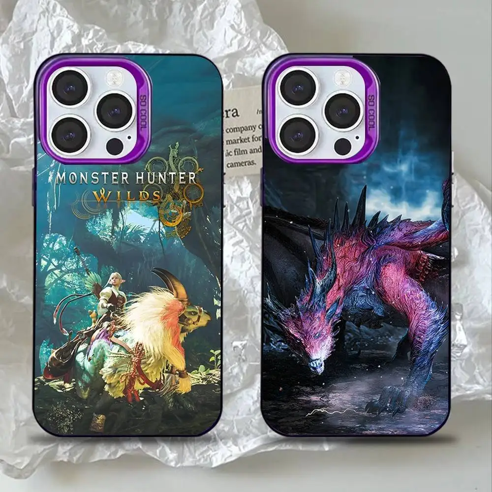 

M-Monster H-Hunter Wilds Phone Case For iPhone 16,15,14,13,12,11,Mini,Pro,SE,MAX Purple Matte Silicone Cover