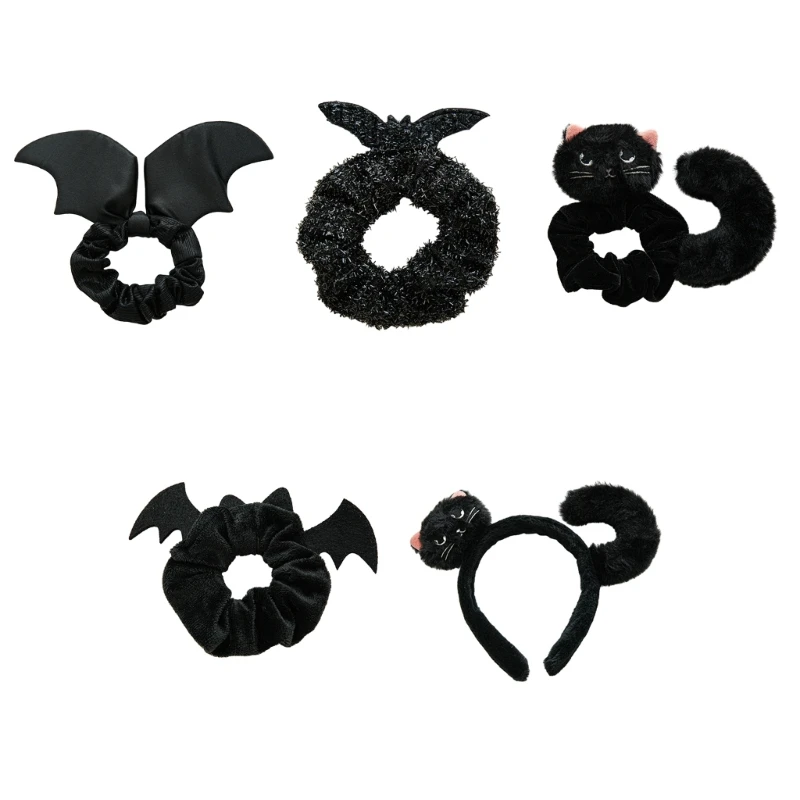 Sweet Style Haartouw Anti-Slip Haarband Voor Kinderen Punk Cat & Bat Wing Vorm Haarband En Elastisch Haar Touw Voor Cosplay