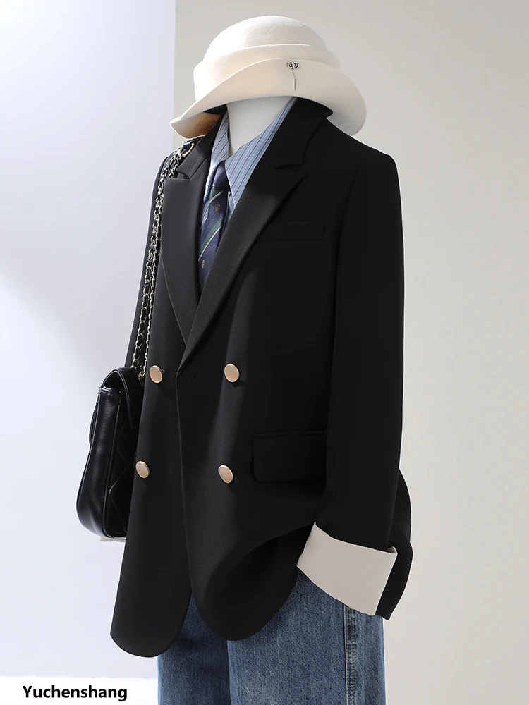 แฟชั่นผู้หญิงเบลเซอร์สุภาพสตรีแอพริคอตสีเทาสีดำหญิงหลวมฤดูใบไม้ร่วงฤดูหนาวเสื้อลำลอง