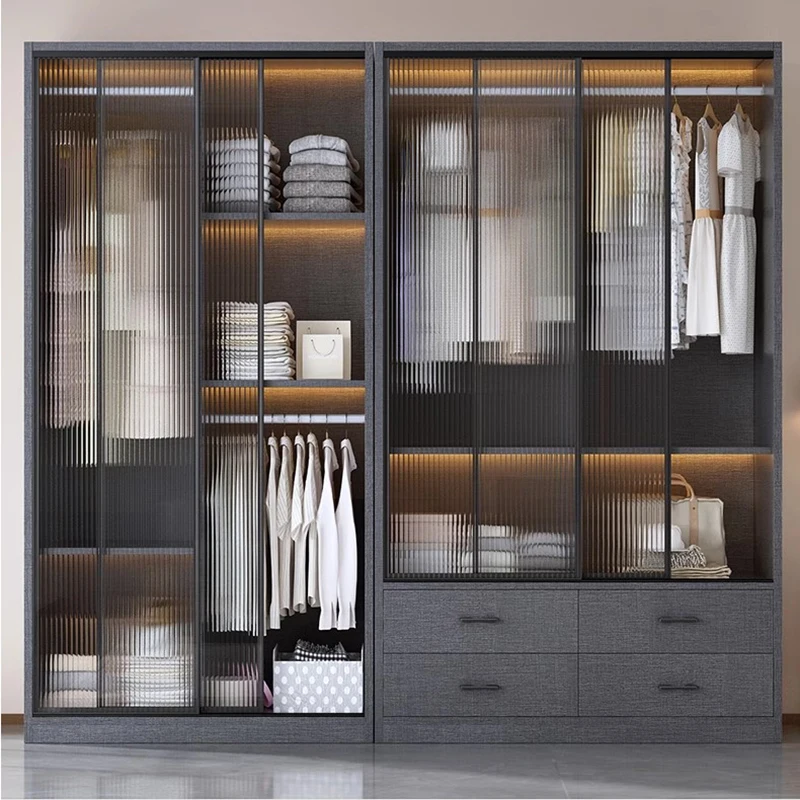 Opbergcombinatie Kledingkast Schuifdeur Grote lade Huishoudelijke kledingkast Kinderen Glas Roperos De Madera Slaapkamermeubilair