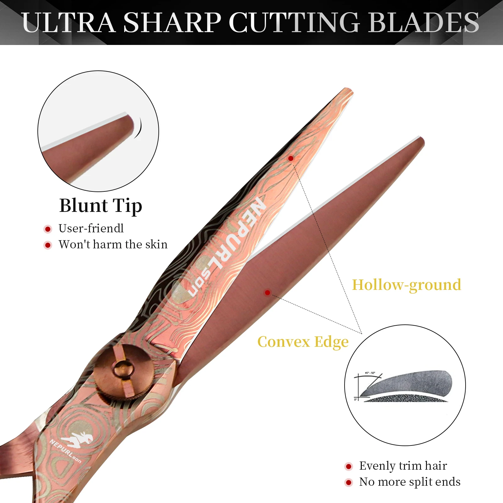 NEPURLSON Hair Scissors VG10 Steel, 6.0inch Hand Made Sharp Scissors Cutting Scissors Hairdressing Shears Barber Scissors