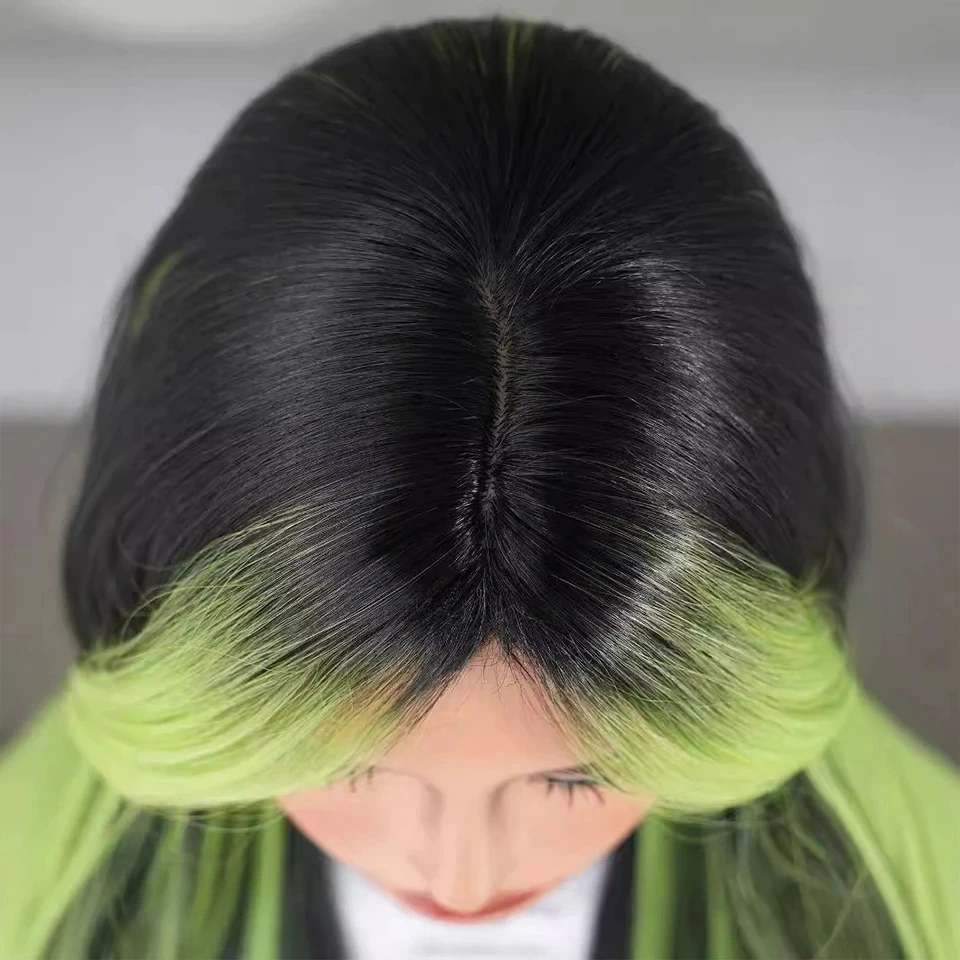 EASTSECRET Natural Black Pickled Green Wave New Front Lace Headset Fluffy Natural Long Curled Synthetic Hair