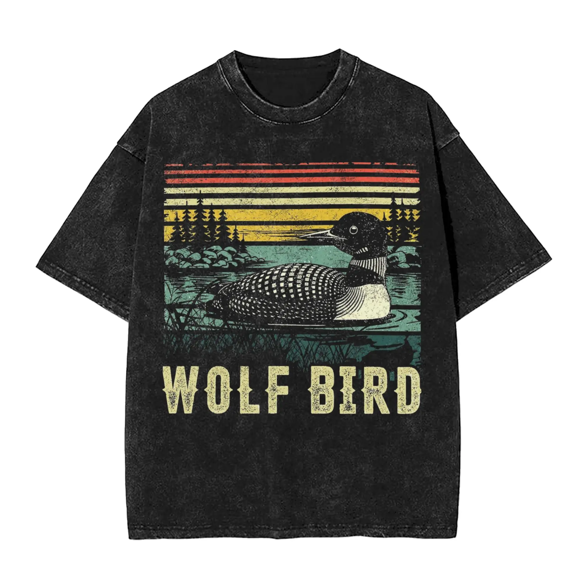 Vintage Men Women Heated Rivalry Stupid Canadian Wolf Bird Tee Shirt Oversize Washed  T Shirts Apparel
