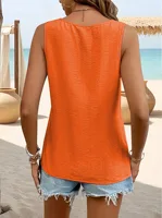 2025 Women Blouses Summer Vest Loose Sleeveless Cotton Linen Shirt Casual V-Neck Solid Colors Ladies Black White Tops Plus Size 5