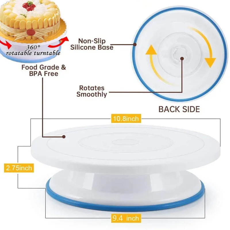 6pcs DIY Cake Turntable Cream Decoration Accessories Spatula Set Rotating Stable Anti-skid Round Cake Table Kitchen Baking Tools