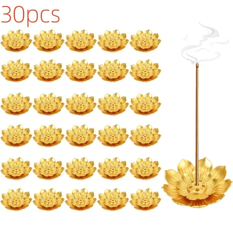 30pcs Diwali Gifts Lotus Aroma Holders Kit Traditional Indian Puja Return Gifts Golden Lotus Incense Holders for Yoga Meditation