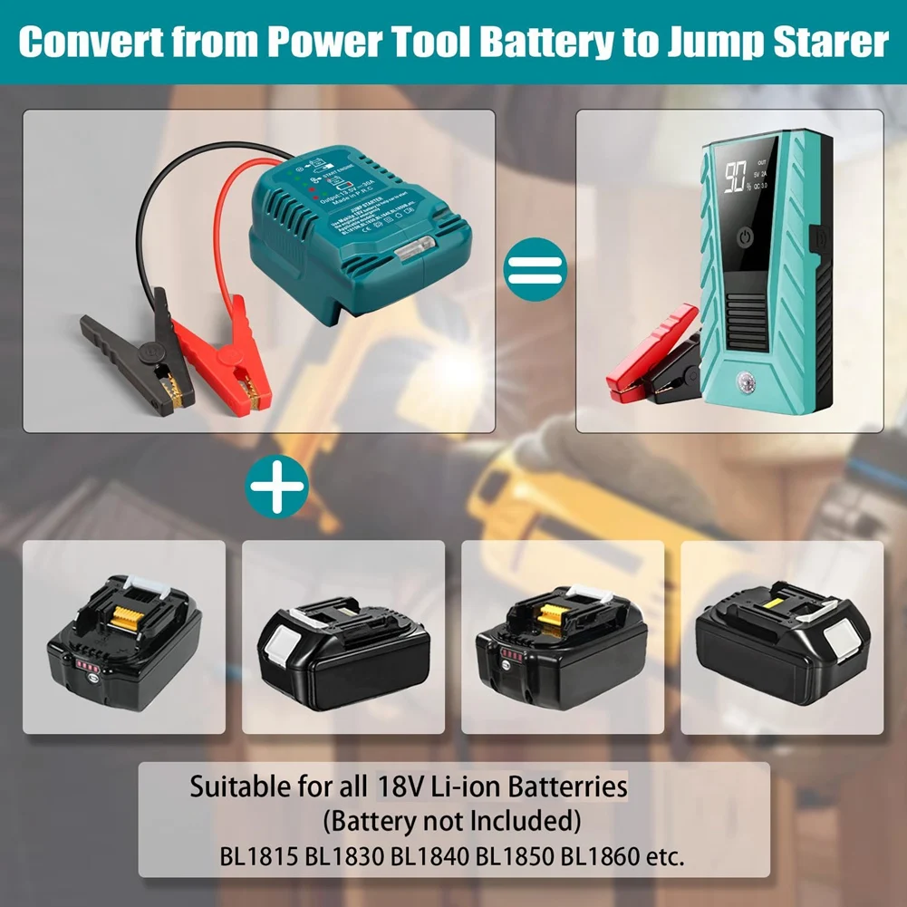 Y51A-Jumper Cables Jump Kit For 18V Battery, Jump Starting Adapter Auto Booster Cable For Jump Starting Car Using Tool