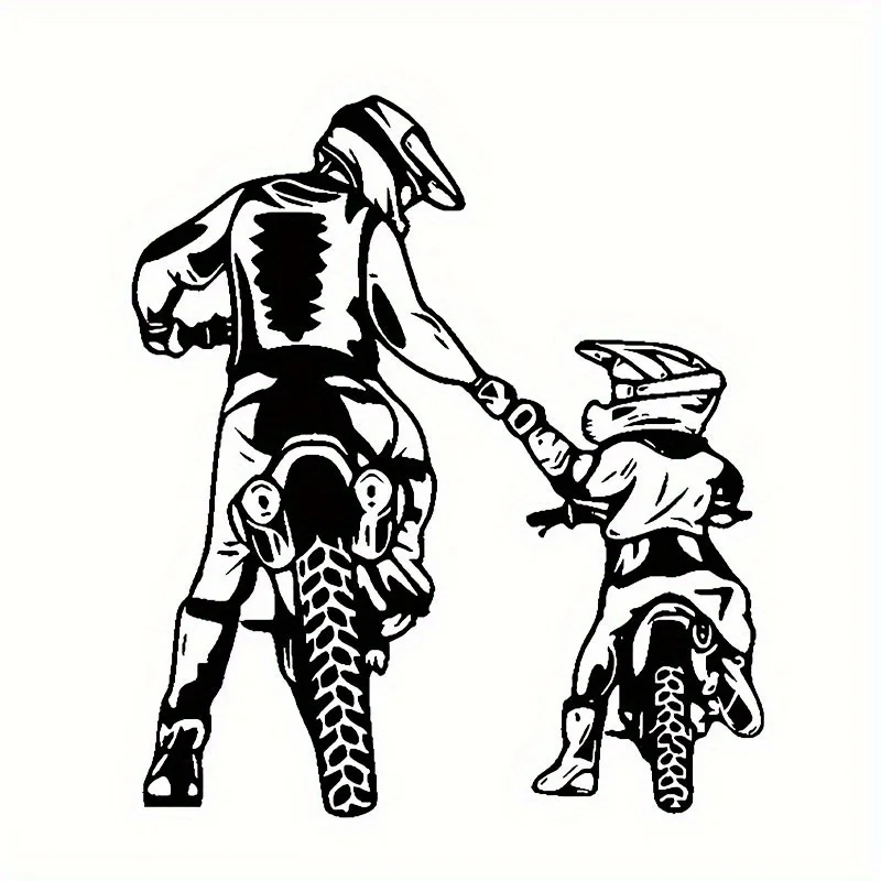 Motorcycle Rider & Winch Vinyl Decal, Black White Silhouette Weatherproof Sticker for Cars, Bikes, Scooters & Walls