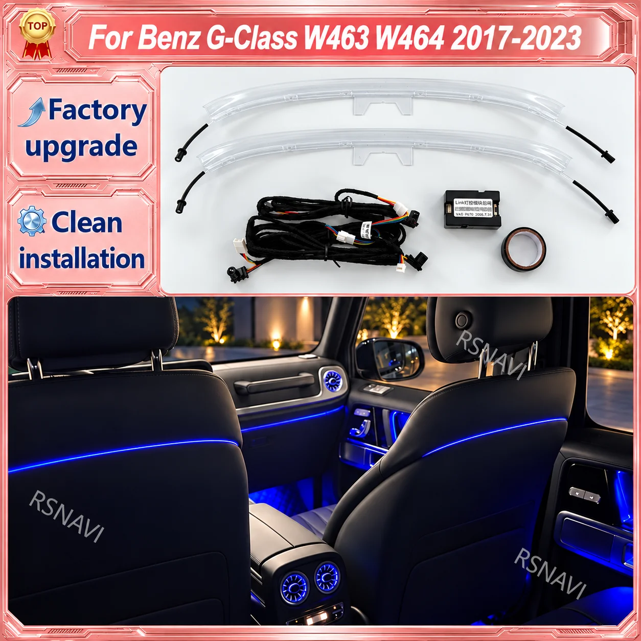 Seat Backrest LED Ambient Lighting for Mercedes-Benz G-Class W463 / W463A 2017-2023, Interior Lamps for Rear Cabin Illumination
