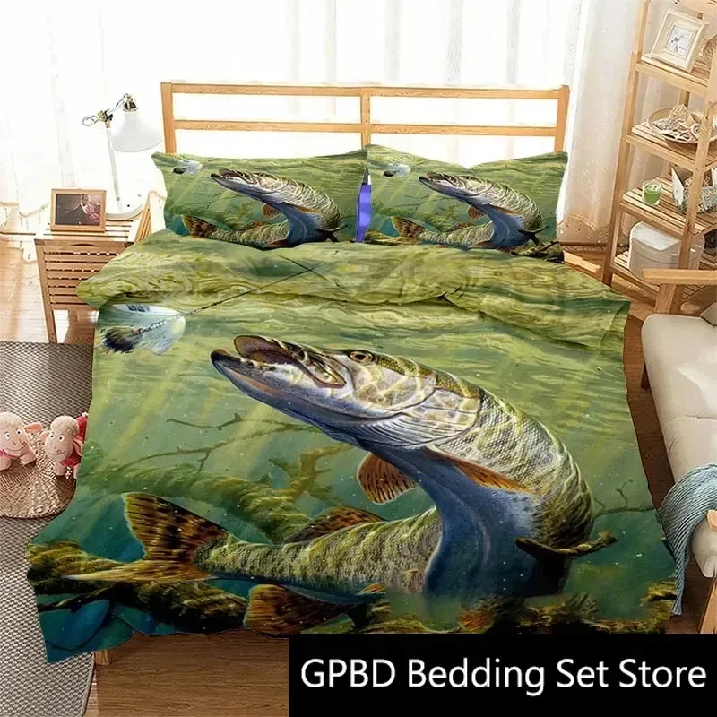 3D Print Carp Hunter Art Bedding Set Double Twin King Duvet Cover Comforter Pillowcase Boys Girls Adults Bedroom