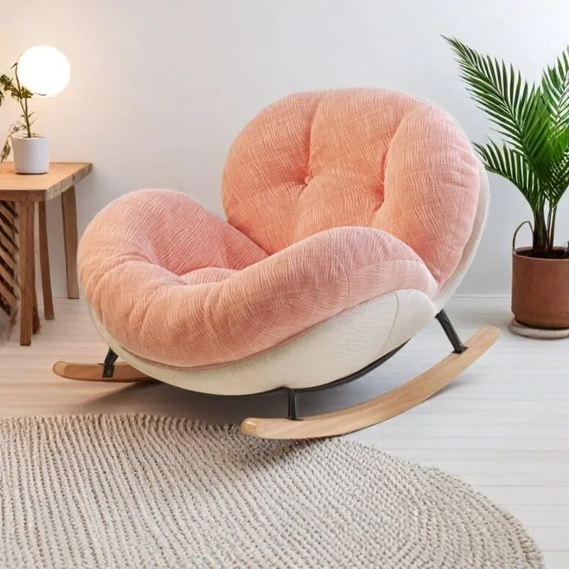 Pink cream wind lazy eggshell rocking chair leisure home balcony bedroom single recliner rental house bed and breakfast chair