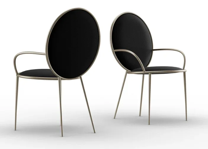 Contemporary and elegant indoor metallic armchair upholstered Chair models 100% Made in Italy for retail and export