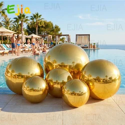 Set-6pcs Shiny Golden Inflatable Mirror Balls Airtight Giant Mirror Balloon Large PVC Sealed Sphere For Events & Stage Party