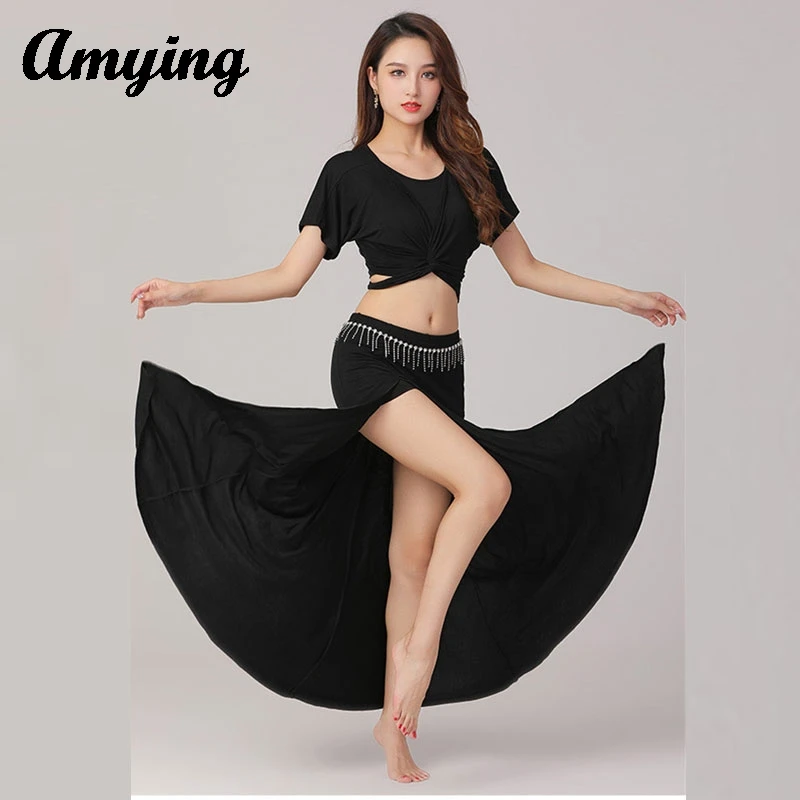 New Four Seasons Large Size Slimming Belly Dance Practice Clothes Oriental Dance Indian Dance Performance Clothes Split Skirt