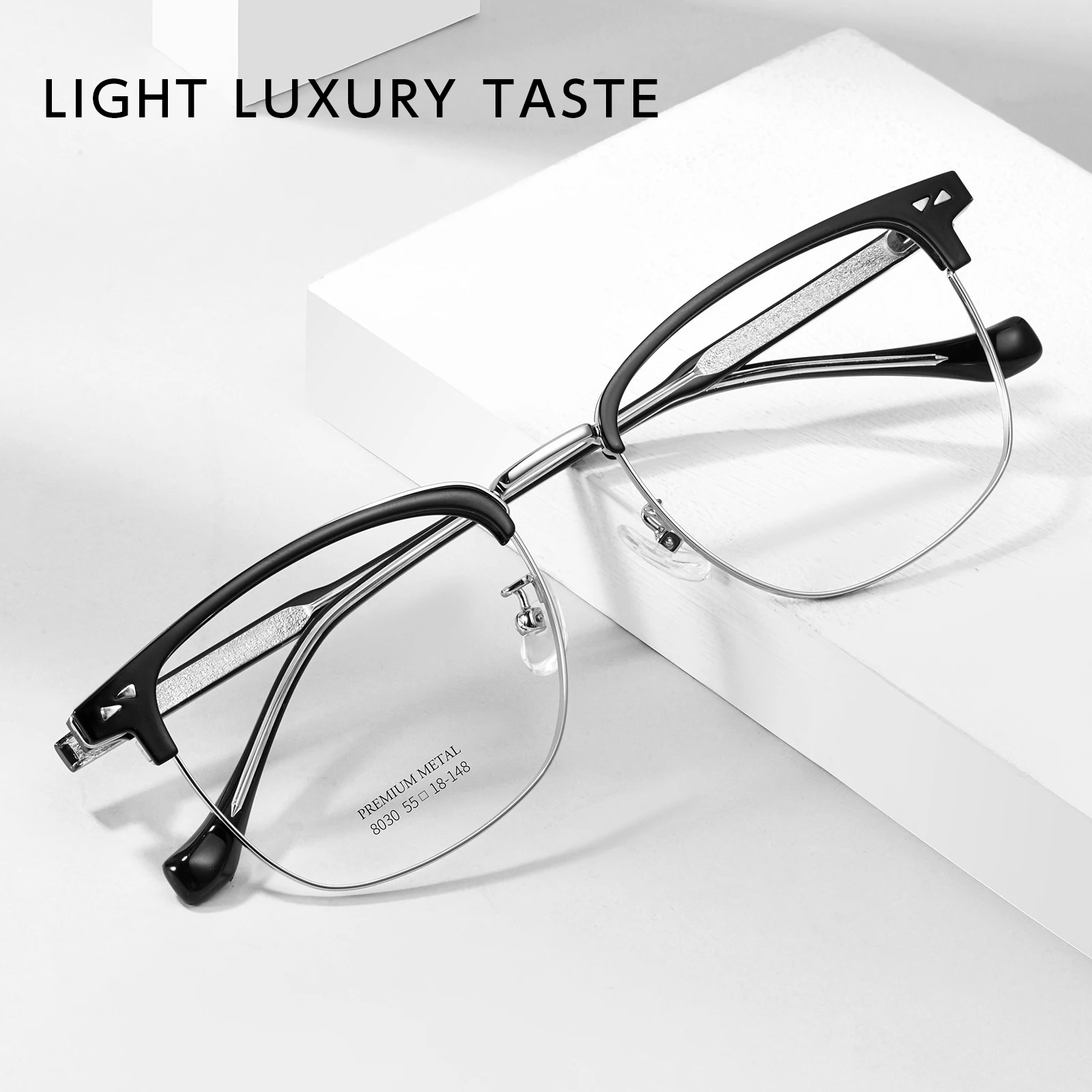 HONGMEI New Ultra-light Fashion Square TR90 Eyewear Retro Alloy Optical Prescription Eyeglasses Frame For Men and Women 8030