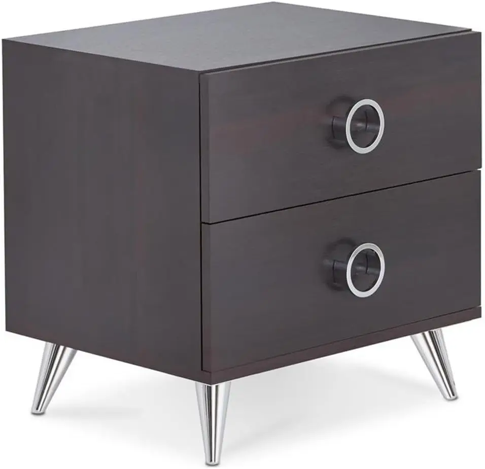 

Elms Wooden 2-Drawer Nightstand with Ring Pull Handles in Espresso