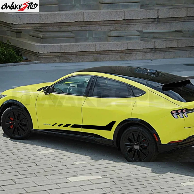 2Pcs Car Rocker Panel Side Stripes Stickers for Ford Mustang Mach-E Vinyl Decal Car Tuning Accessories