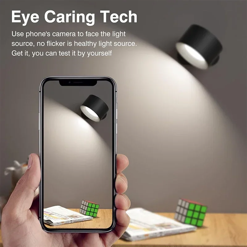 Mur LED lampe contrôle tactile à distance 360 rotatif USB Recharge sans fil Portable veilleuse pour chambre lampe de lecture