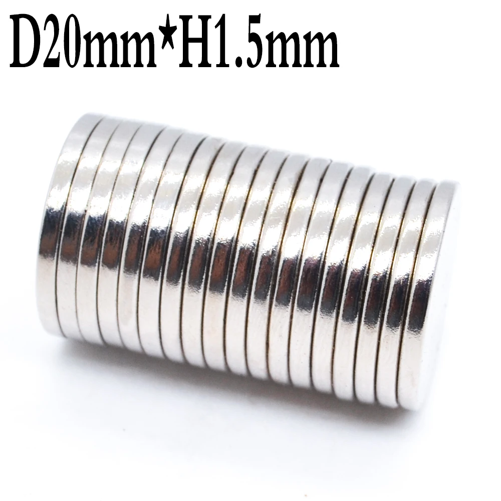 Magnet strong magnetic patch round strong magnet 20 * 1.5mm high strength neodymium magnetic steel 20x1.5 magnet Imanes new mag