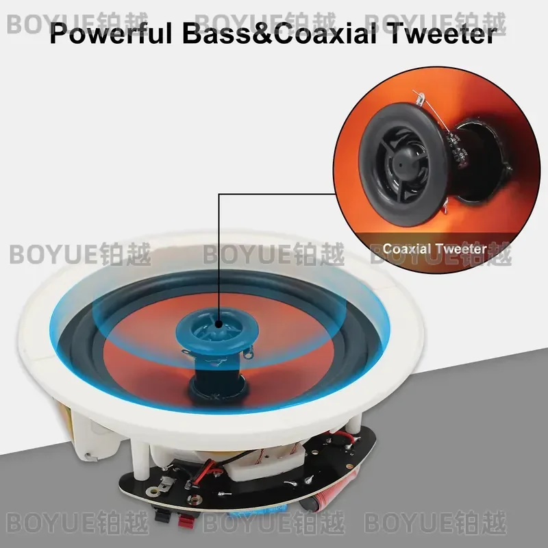 6.5 Inch 300W Ceiling Bluetooth Speaker Recessed In Wall Audio System for Home Kitchen Bedroom Bathroom Indoor Wireless Pair