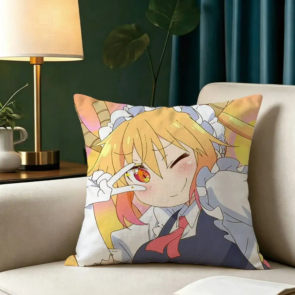 Anime Miss Kobayashi's Dragon Maid Tohru Square Double-Sided printed Pillow Case Bedroom Bedside Pillow Sofa Cushion Cover