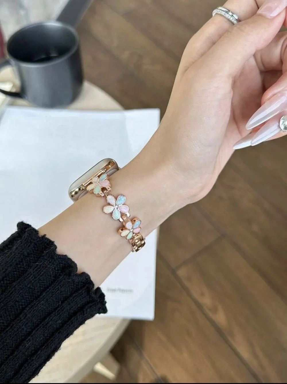 Nice Flower Stainless steel bracelet link For Apple Watch band Series 8/7/6/10/9/11 40mm 41mm 38mm 42mm 44mm 45mm 46mm Strap