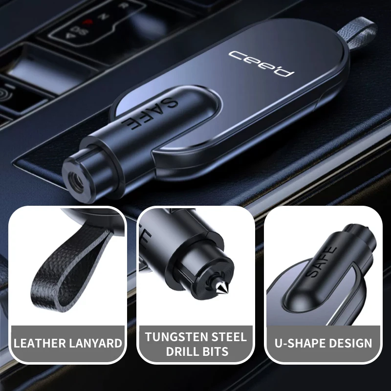 Car Emergency Escape Tool Aluminum Window Breaker Seat Belt Cutter For KIA Ceed 2021 2020 2019 2018 2017 2016 2015 view 5