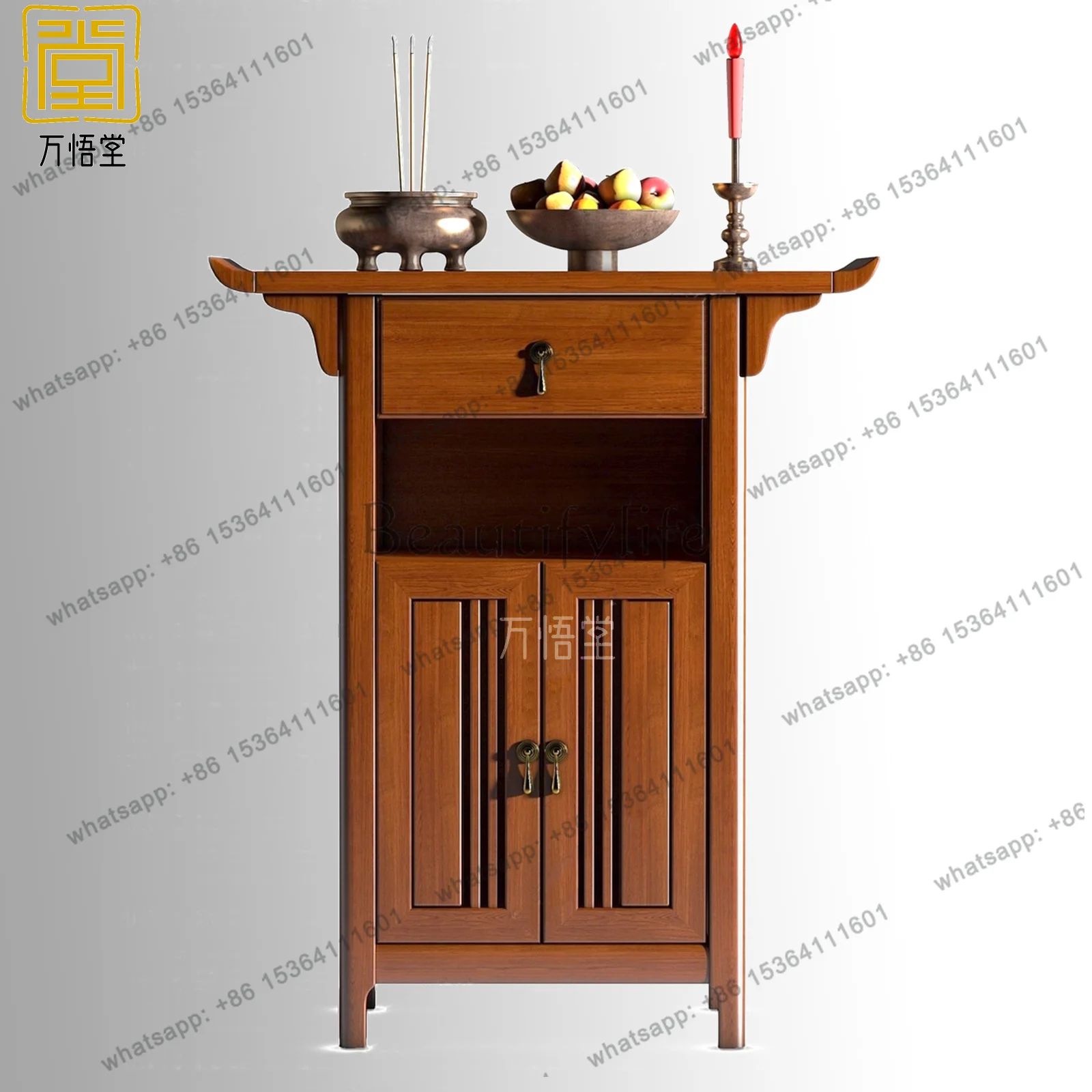LSOffering Table Household Offering Table Solid Wood Buddha Table Living Room Balcony Buddha Cabinet Incense