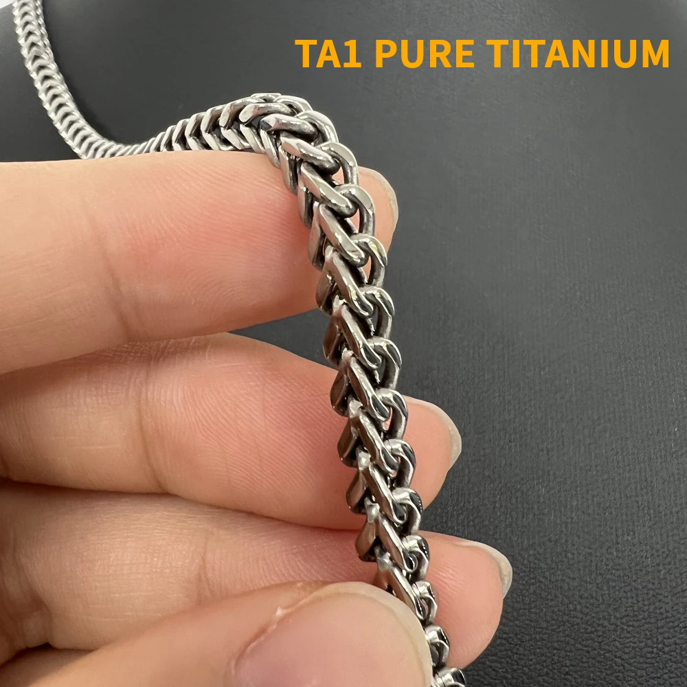 Fashion 4mm/7mm Pure Titanium Chain Necklaces Bracelets for Men Women 4Side Square Keel Anti-Allergy Chain Jewelry Birthday Gift