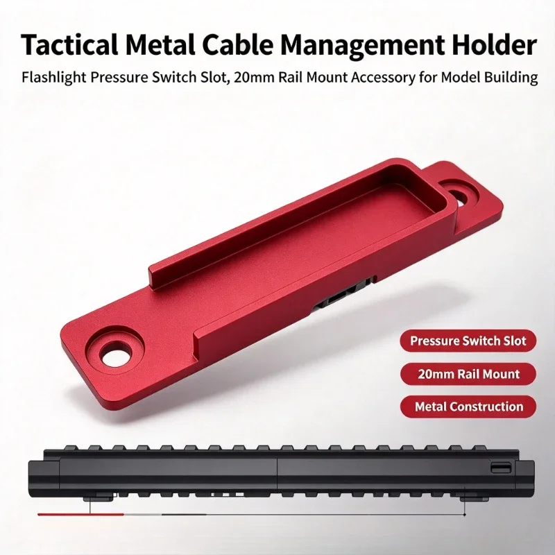 2026 New Outdoor Metal Cable Management Holder Flashlight Pressure Switch Slot 20mm Rail Mount for Model Building