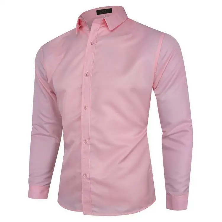 Large Mens Long Swedish Shirt Button down Collar Non Iron Treatment Long Sleeve Pure Color Versatile Inner Wear Casual Shirt view 3
