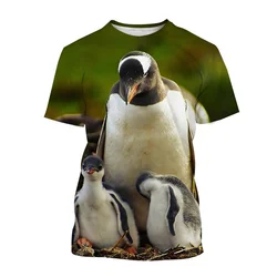 2023 Summer T-shirt Men Cute Penguin 3d Print Fashion Short Sleeve Tops Trend Personality Children T Shirt For Men Clothing