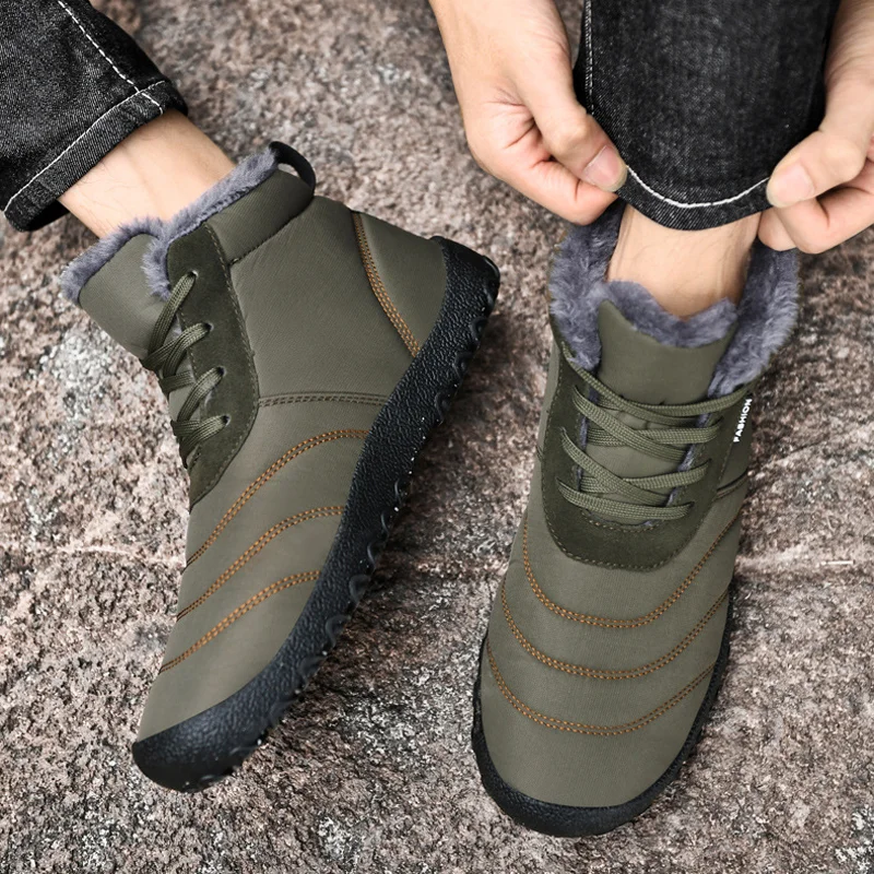 Winter Men's Large Size Snow Boots Plus Velvet Thickened Warm Cotton Boots Comfortable Cold-proof Outdoor Sports Leisure Shoes