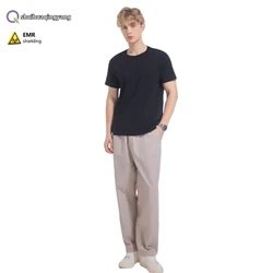 Electromagnetic radiation protective outer layer metal fiber men's trousers with lining washable anti-radiation women's pants