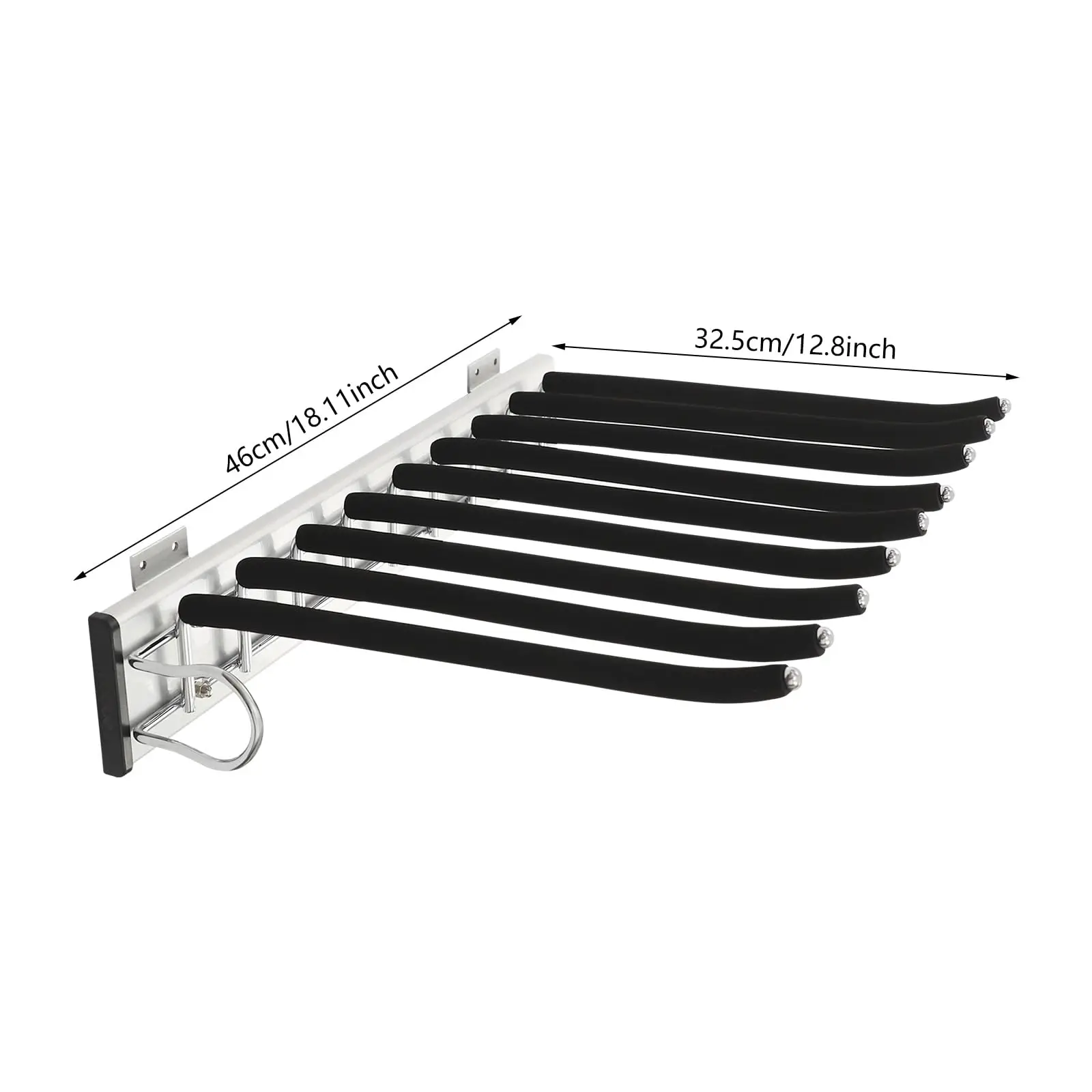 Closet Pull Out Trousers Rack 9 Arms Pull Out Pants Rack Pants Hanger, Side Mount