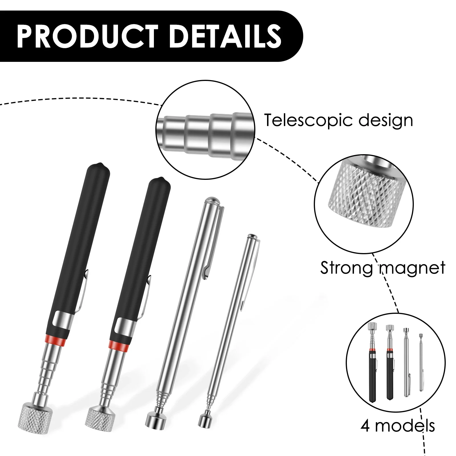 Practical Extendable Magnet Stick Magnet Pickup Tool Clip Pickup Device Extendable Pickup Device Screw Parts Pickup Device New