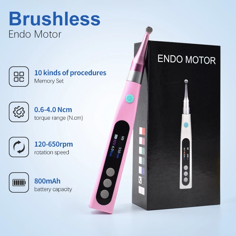 

Colorful Wireless Endo Motor - 16:1 Reduction Contra Angle for Root Canal Therapy (Endodontic Treatment)