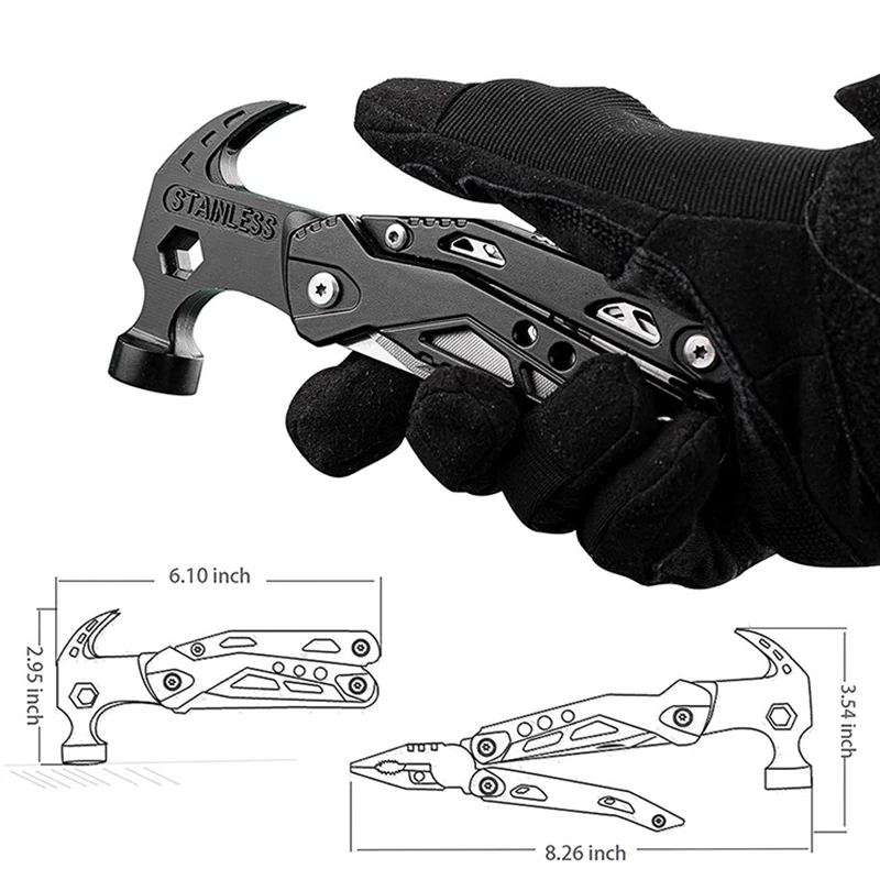 Multifunctional Pliers Multitool Claw Hammer Stainless Steel Tool Outdoor Survival Wire Cutter Camping Knife Wrench Hand Tools