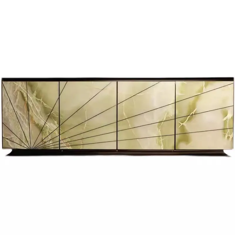 #￥for MR Luxury Green Sideboard Living Room TV Cabinet Entrance Table Marble Top TV Stand for Home Hotel Furniture