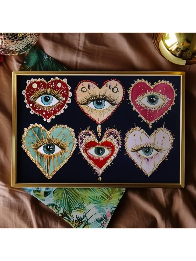 Affiche gothique imprimée en forme de cœur, mauvais œil, Vintage, foncé, maximaliste, œil bleu turc, tendance, décoration de maison, affiche d'art, cadeaux sans cadre